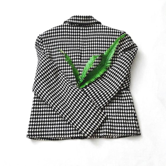 VEEKO Tweed Jacket Black/White Houndstooth Lining - Picture 6 of 10